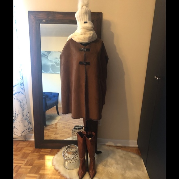 KATIE TODD brown faux suede cape size large/extra large - Picture 8 of 14